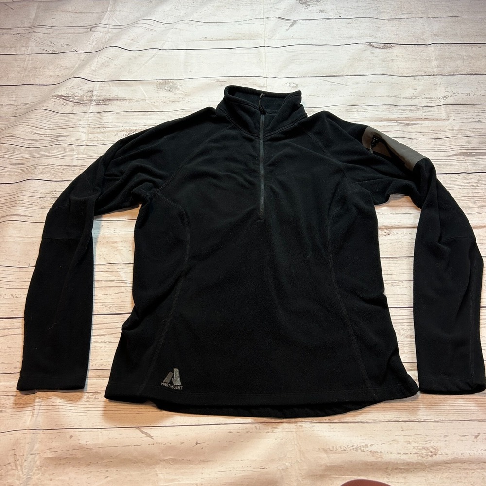 Eddie Bauer 1/4 Zip Black Pullover Fleece Long Sleeve First Ascent Womens Medium